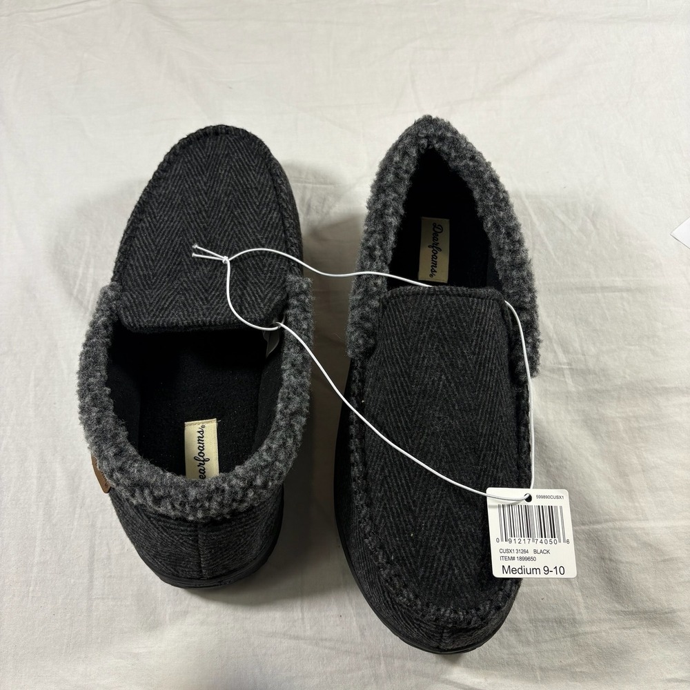 Dearfoams Slippers Mens M 9-10 Black‎ NEW